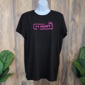 Under Armour Black Classic Tee with Pink Hunt Logo XL    M678